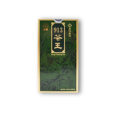 913 King's Ginseng Oolong Tea box with green and gold packaging