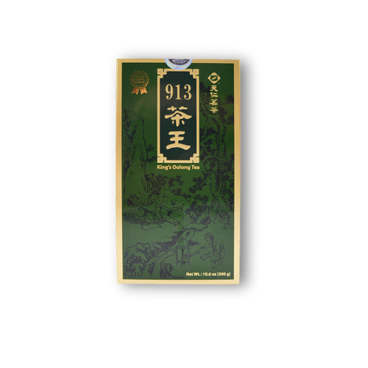 913 King's Ginseng Oolong Tea box with green and gold packaging