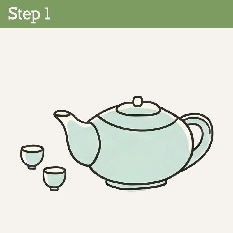 Step 1 Ten Ren‘s Tea Prepare a traditional teapot for brewing premium Taiwanese loose leaf tea
