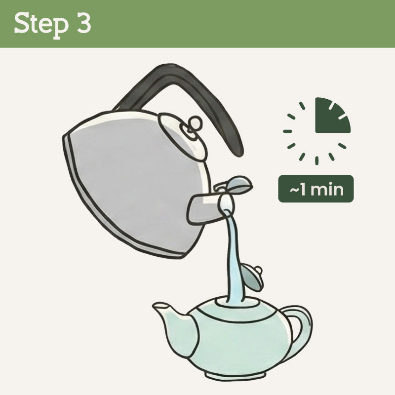 Step 3 Pour hot water into the teapot to steep premium Taiwanese loose leaf tea