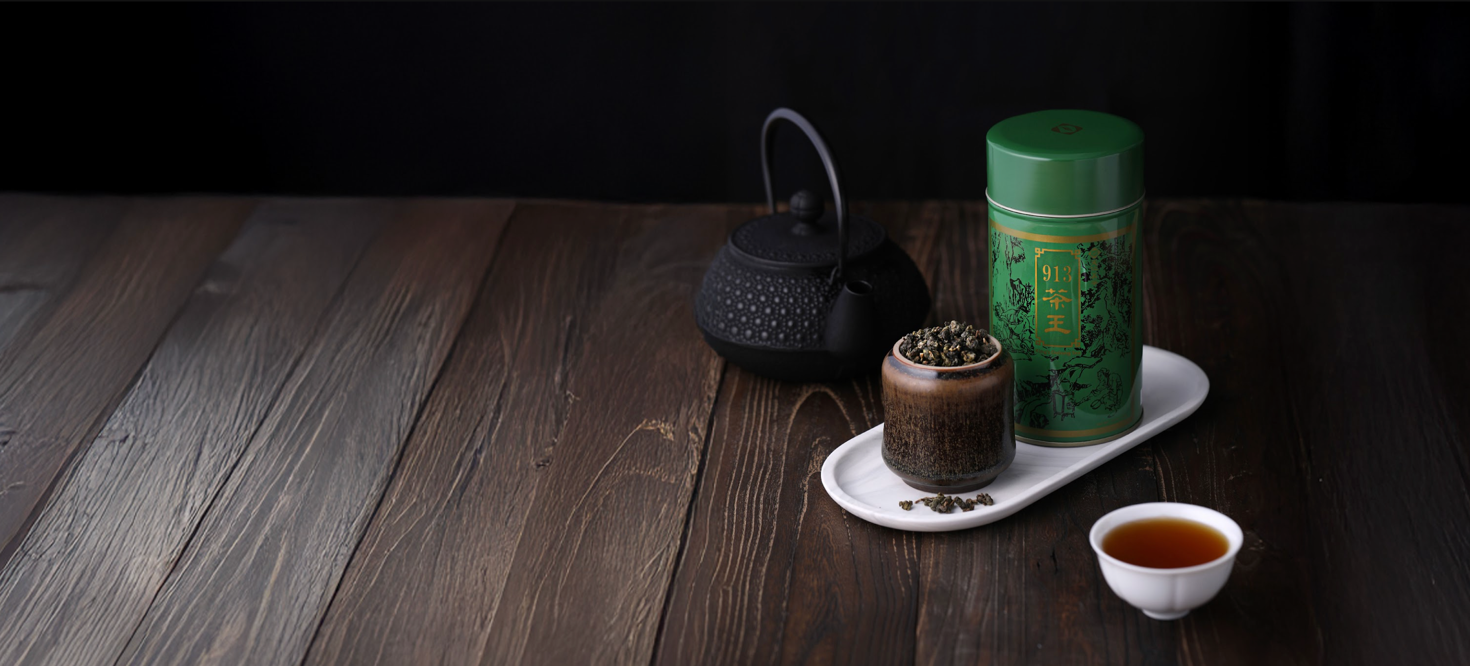Freshly brewed Taiwanese tea served in a traditional tea setting at Ten Ren's Tea