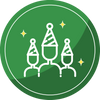 Three people wearing party hats icon