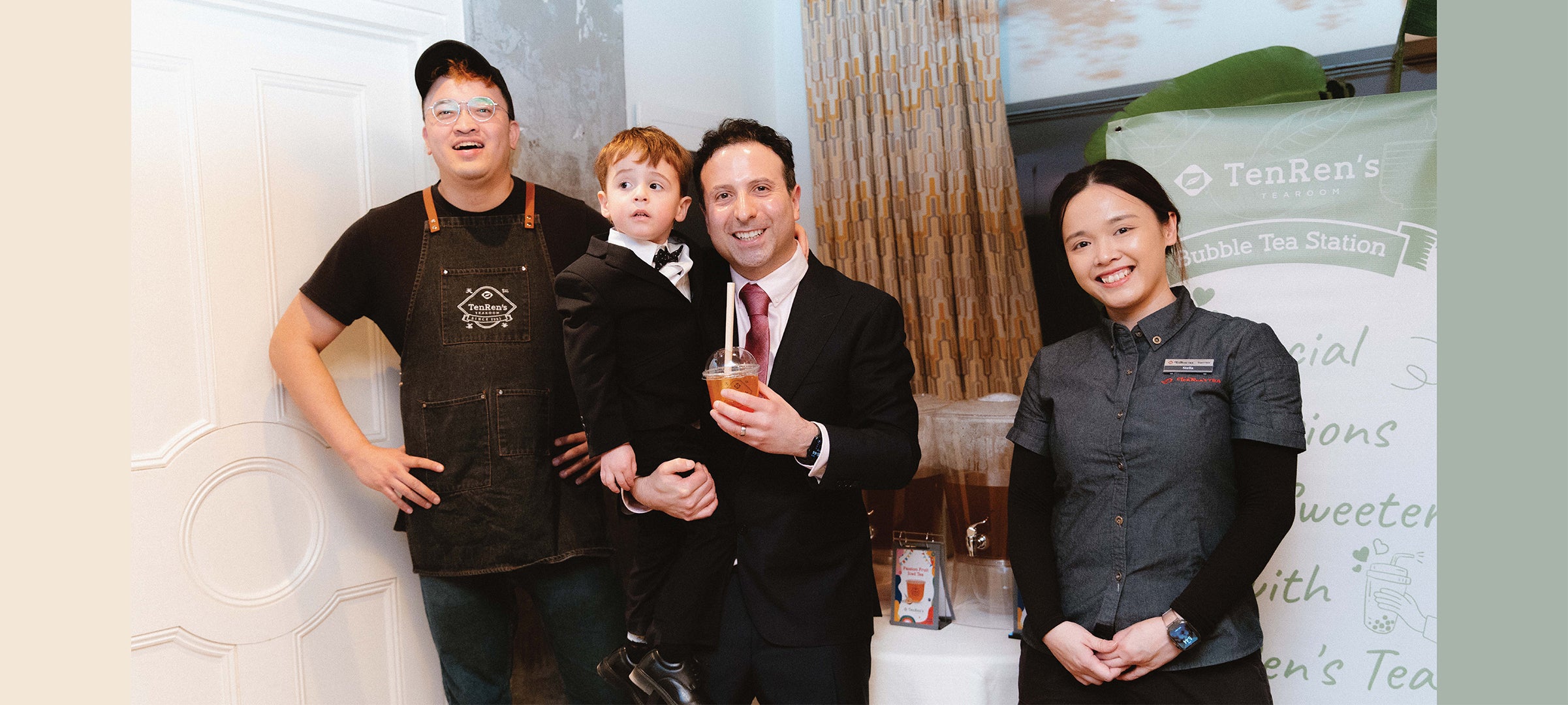 TenRens Tea Room staff and guests at a bubble tea station event