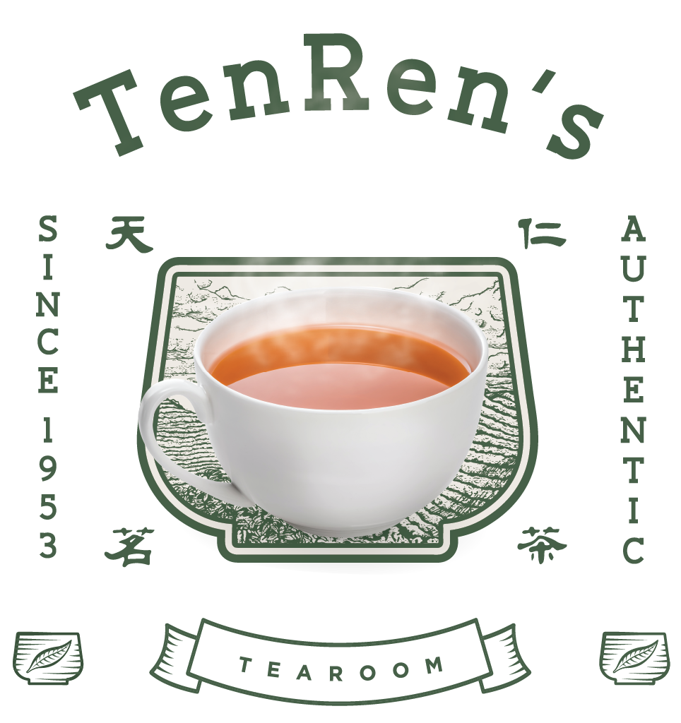 TenRens Tea Room logo featuring a steaming cup of tea and brand text